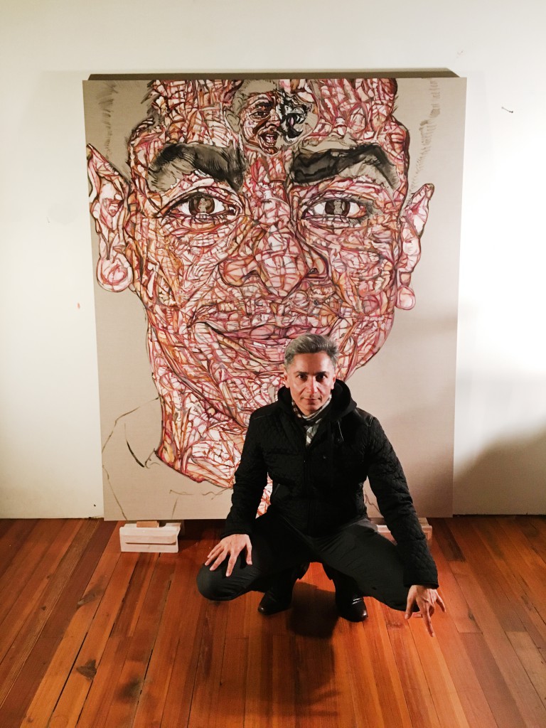 Shaill Jhaveri with Schandra Singh's portrait of him